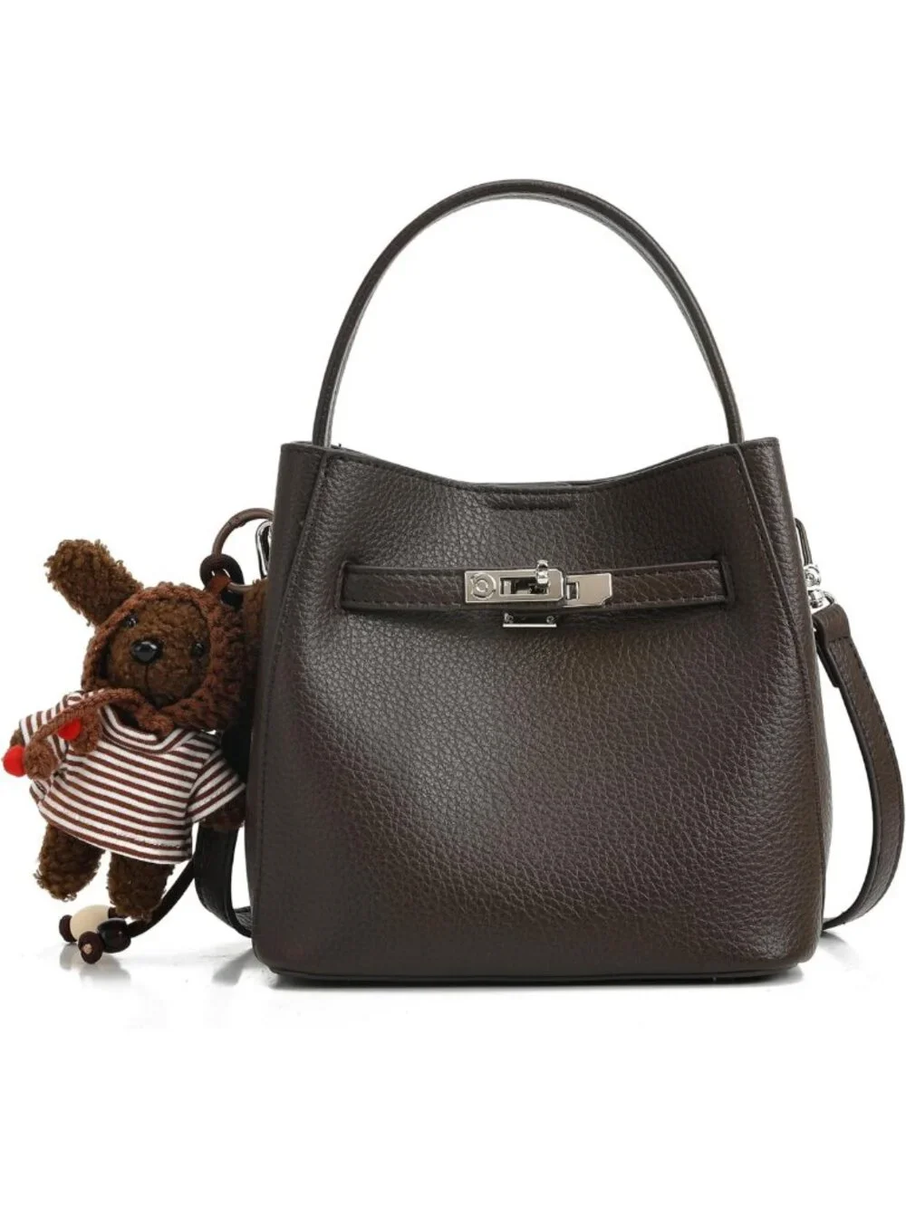 Chic Light Luxury Bucket Bag | Lychee Patterned Handbag & Versatile Crossbody